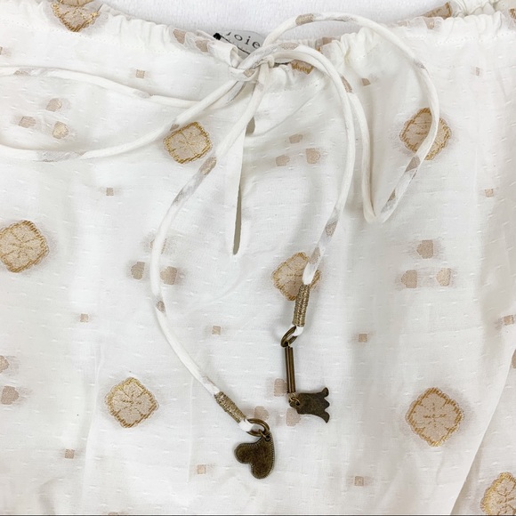 Joie Mianda Long Sleeve embroidered Dress square neck tassel - Picture 5 of 12